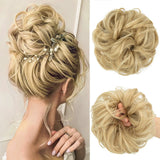 Synthetic messy curly hair bun extension scrunchie for women, elastic chignon donut updo hairpiece