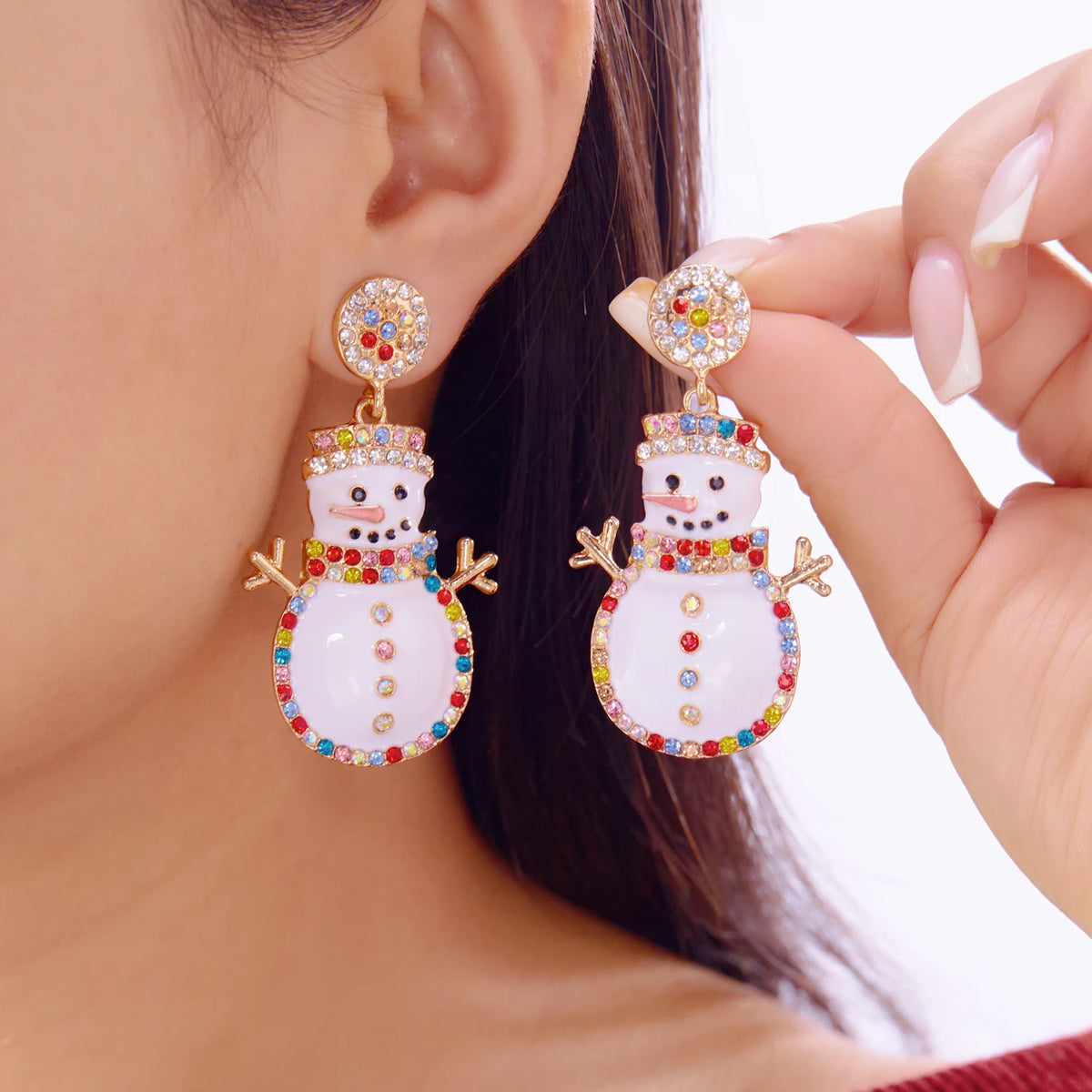 Merry Christmas pearl flower star bell dangle earrings for women by HSF Marketplace