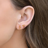 Gold color cubic zirconia movie villain stud earrings for women and girls, new design jewelry set