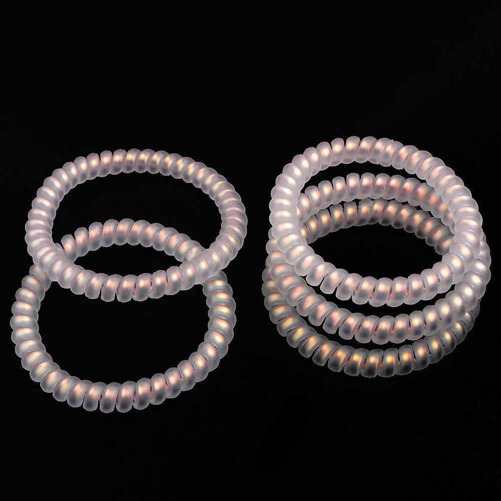 5pcs/lot Mermaid Gold Laser Telephone Line Hair Ropes For Girls High Elasticity Headband Tied Bun Hair Loop Rubber Band Headband