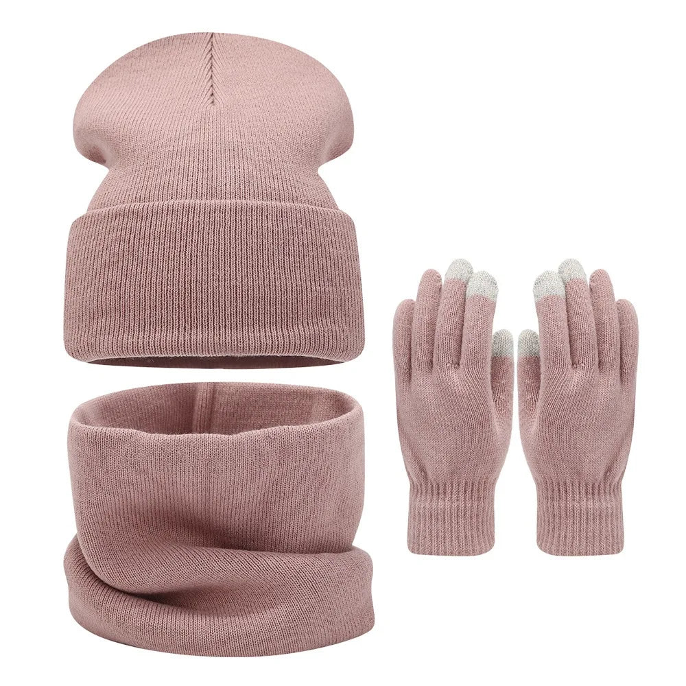 Warm knit beanie, scarf and gloves set for men and women by HSF Marketplace