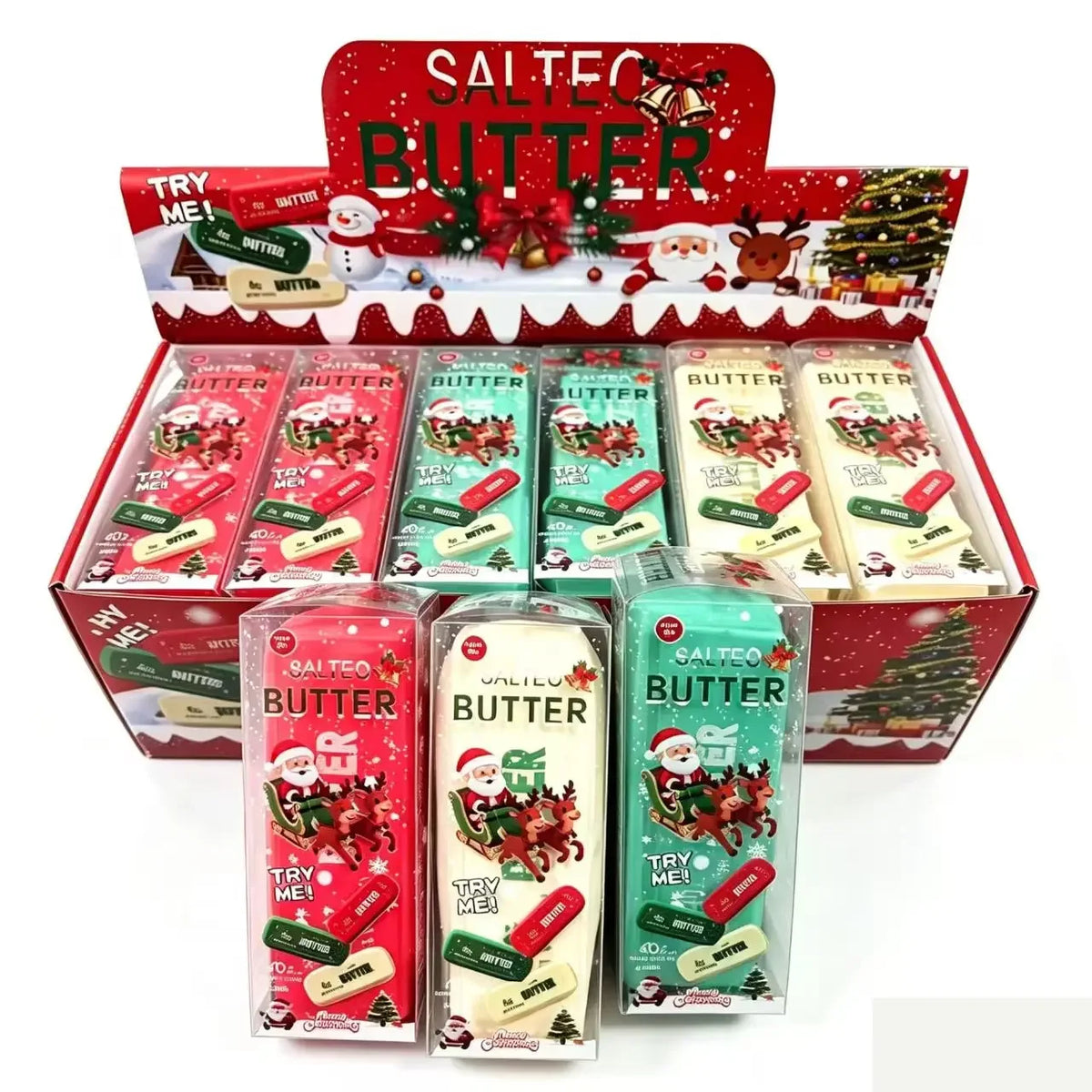 New Christmas Butter Stick Squishy Toy Building Block Fidget Toy Super Soft Slow Rising Squeeze Stress Relief Sensory Toy