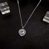 Luxury OL rhinestone crystal heart pendant necklace for women, elegant party jewelry by HSF Marketplace.
