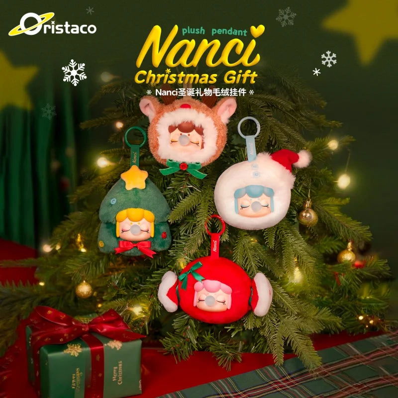 Robotime Nanci Christmas plush blind box full set of 4 festive keychain bag charms shown together