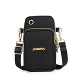 Women's HSF Marketplace mobile phone crossbody bag with 3 layers, mini coin purse, shoulder strap, and fashionable design.