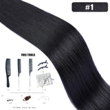 Kiikiigirl PU clip-in hair extensions, 100% Remy human hair seamless weft for women