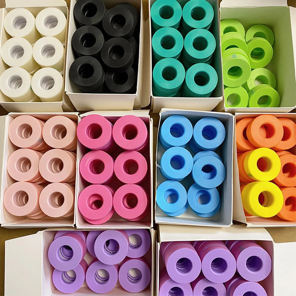 Breathable silicone gel eyelash tape sticker for false eyelash extensions, resistant and color-coded, used in makeup application.