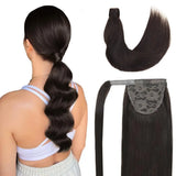 ZZHAIR Remy human hair magic wrap-around ponytail extension, straight machine-made clip-in horsetail, 16–28 inches