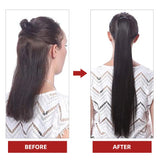 Straight clip-in ponytail human Remy hair extension for easy styling