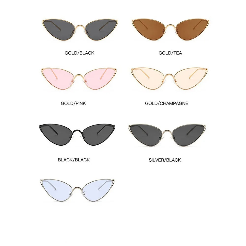 Alloy triangle cat eye sunglasses for women, vintage Y2K style with gradient lenses, UV400 outdoor driving shades by HSF Marketplace