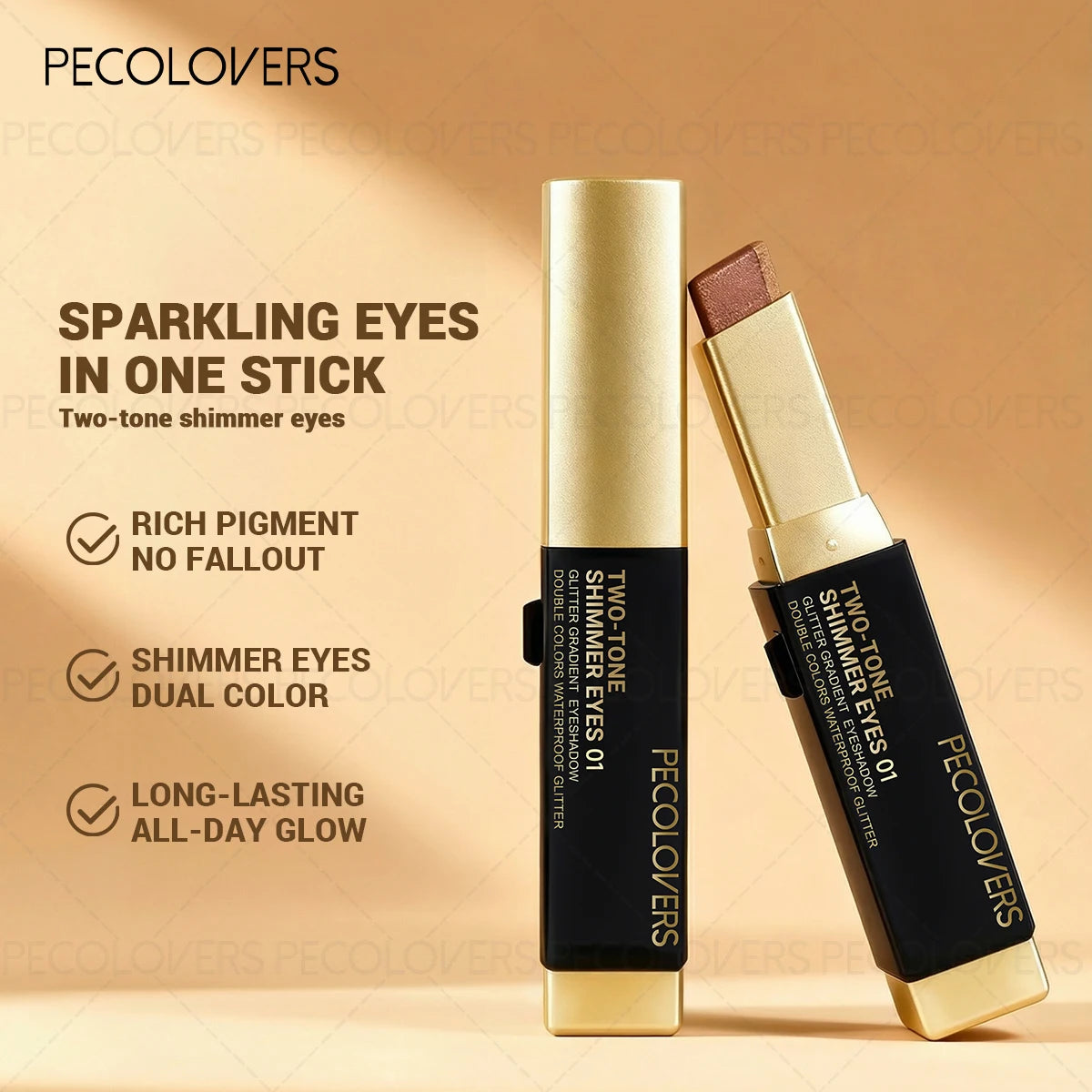 Six-piece set of two-tone push-pull eye shadow sticks from HSF Marketplace, waterproof, sweat-proof, for eye highlighting and stacking.