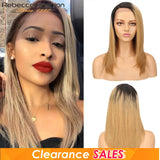 Human hair Rebecca lace wig by HSF Marketplace, straight side part with ombre color, Remy human hair bob lace wig for black women
