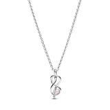 Elegant silver heart bow necklace with zircon accents for women, perfect as Valentine's Day gift or wedding jewelry.