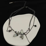 Gothic black dragonfly necklace with dangling tassels for women by HSF Marketplace