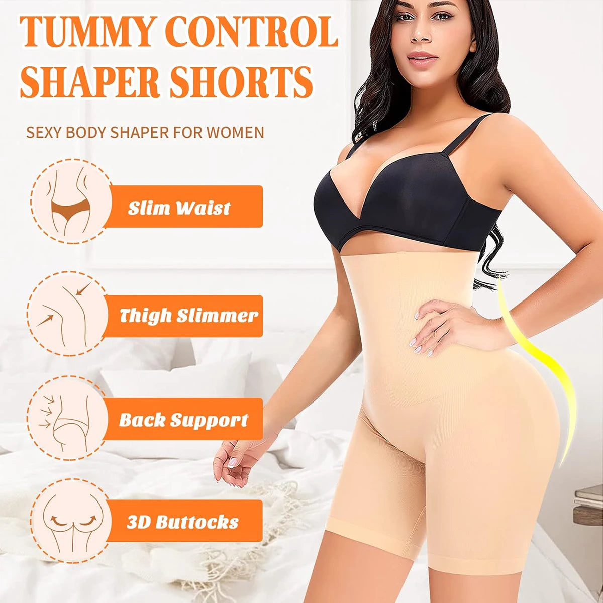 Women's high-waisted tummy control shapewear shorts by HSF Marketplace for thigh slimming under dresses