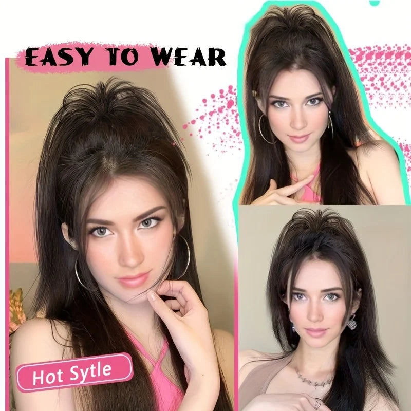 HSF Marketplace 12-inch synthetic ponytail extension with claw clip, soft heat-resistant fiber hairpiece for women