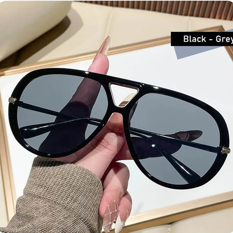 Trendy oversized green leopard sunglasses for women with thick frames and pilot style, outdoor summer fashion by HSF Marketplace