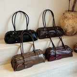 Fashion PU shoulder bag with buckle decoration, large capacity handbag for women, all-match design from HSF Marketplace.