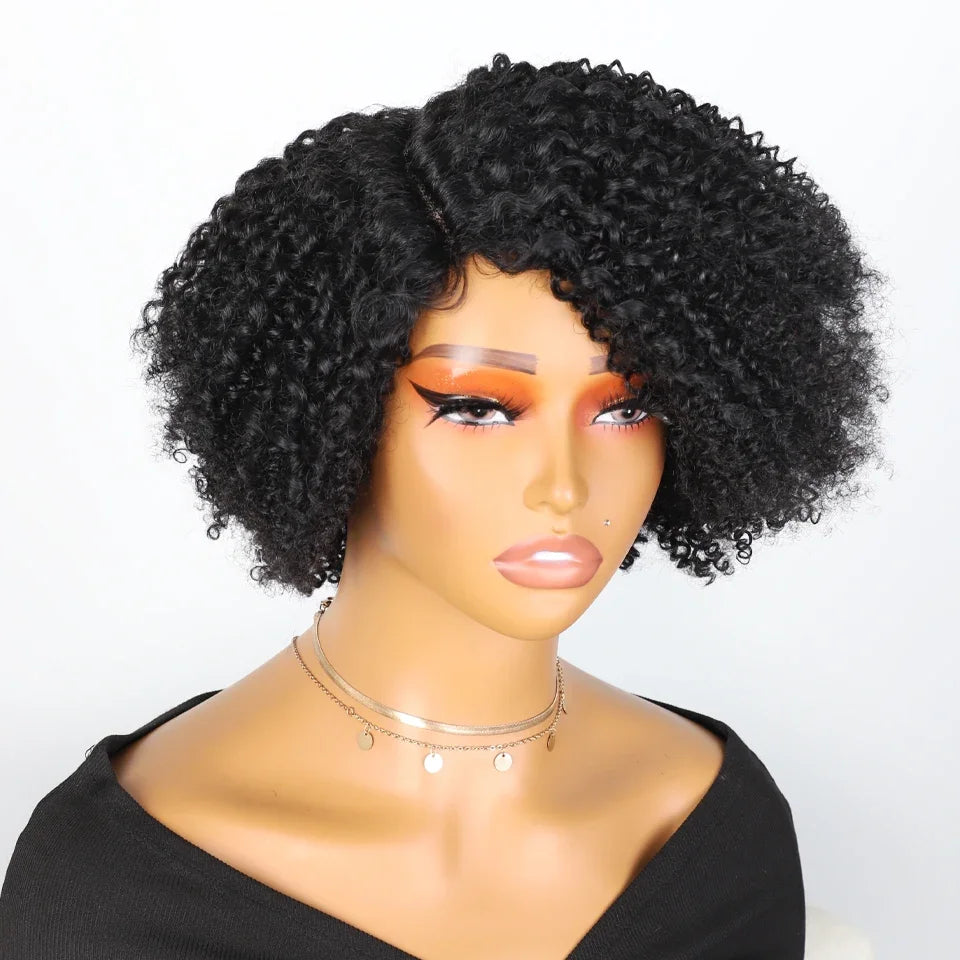 Rebecca Short Kinky Curly Bob Human Hair Wig by HSF Marketplace, featuring water wave Indian bodywave lace wig for women
