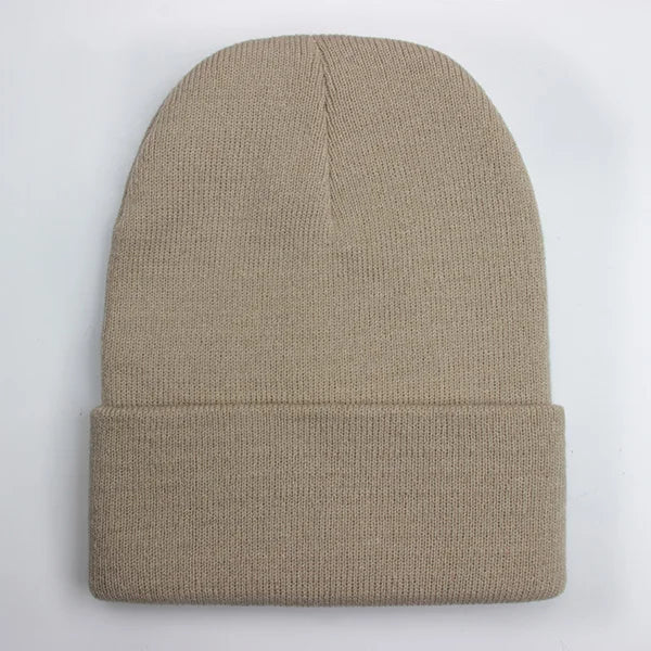 Women's HSF Marketplace soft knitted winter beanie in a solid color; unisex hat available in 24 colors