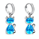 Cute cat hoop earrings with sparkling zircon accents for trendy women by HSF Marketplace