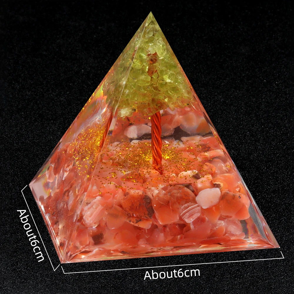 Orgonite Pyramid Tree of Life Natural Stone Healing Crystal Amethyst Energy Generator Reiki Chakra Meditation Tools Room Decor