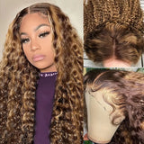 13x4 13x6 Hd Lace Frontal Wig Water Wave 4/27 Highlight Wig Deep Wave Curly Wigs Pre Plucked Brazilian Human Hair for Women