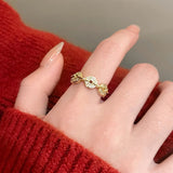 925 Sterling Silver Open Finger Ring Golden Enamel Donut Dazzling Geometric Punk For Women Jewelry Gift Dropship Wholesale