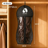 Transparent PEVA wig storage bag with zipper closure by HSF Marketplace