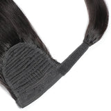 Straight Velcro ponytail human hair extensions, Brazilian Remy 100% real human hair, natural color for women
