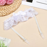 Women’s lace bow leg ring garter belt, bridal wedding thigh garter loop for lingerie cosplay styling