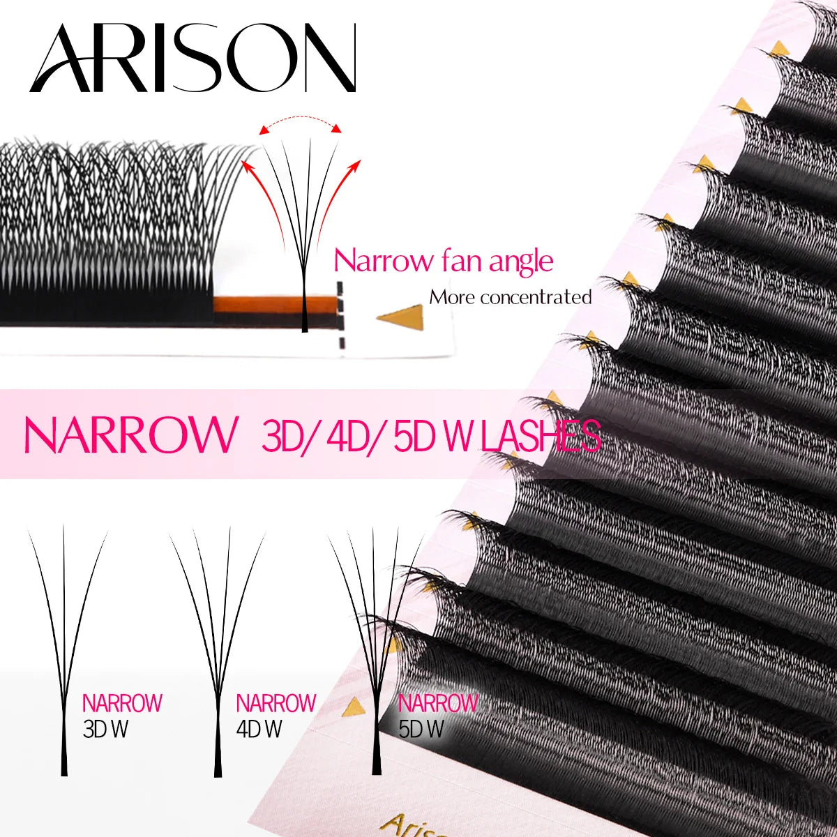 Arison narrow 3D/4D/5D premade eyelash extension fans by HSF Marketplace