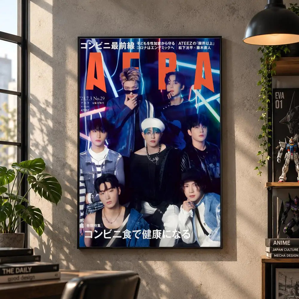 ATEEZ K-pop boy group poster for bedroom and living room decor, HSF Marketplace K-culture merch