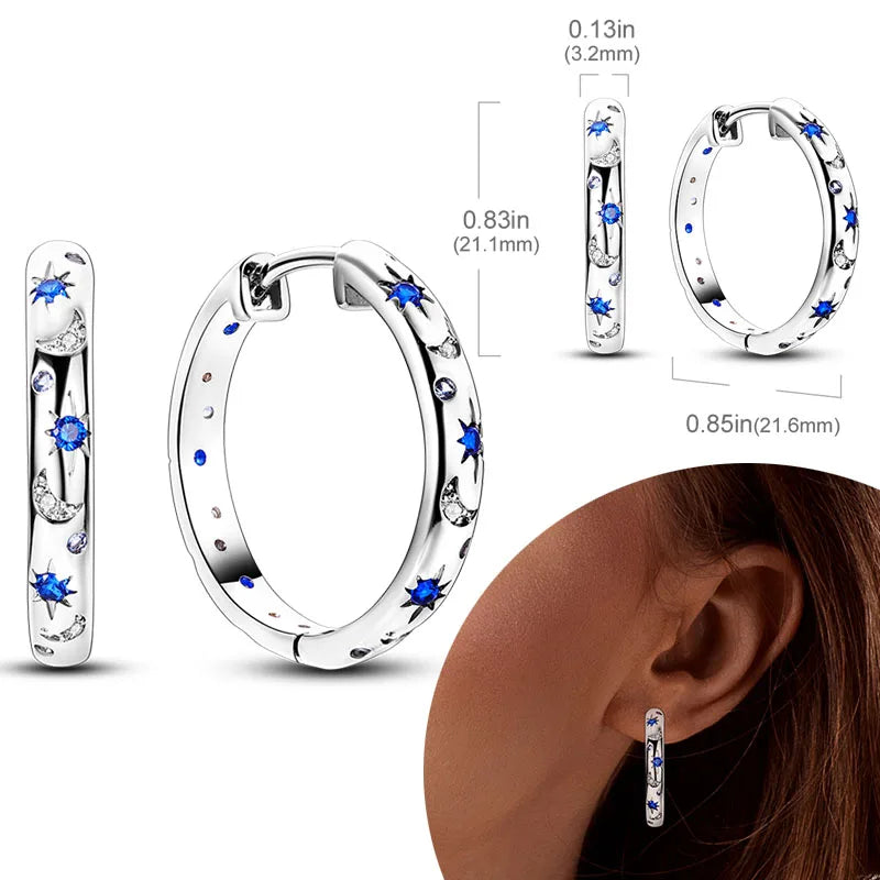925 sterling silver hoop earrings with zirconia accents, hypoallergenic jewelry for women and girls
