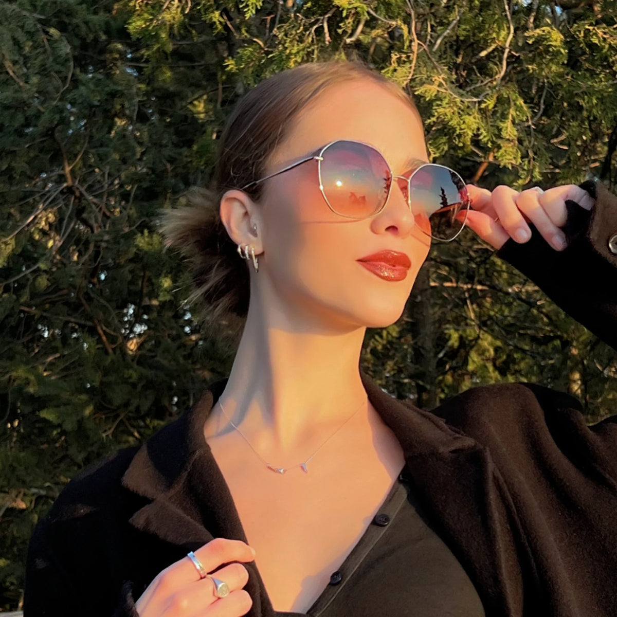 Oversized butterfly sunglasses for women with UV400 protection, trendy clear lenses and stylish design by HSF Marketplace.