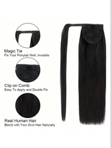 Drawstring Ponytail Extensions Human Hair for Women Long Straight  Natural Black Wrap Around Clip in Ponytail Hair Extension