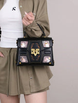 Luxury cat pattern crossbody bag for women, HSF Marketplace handbag with adjustable shoulder strap