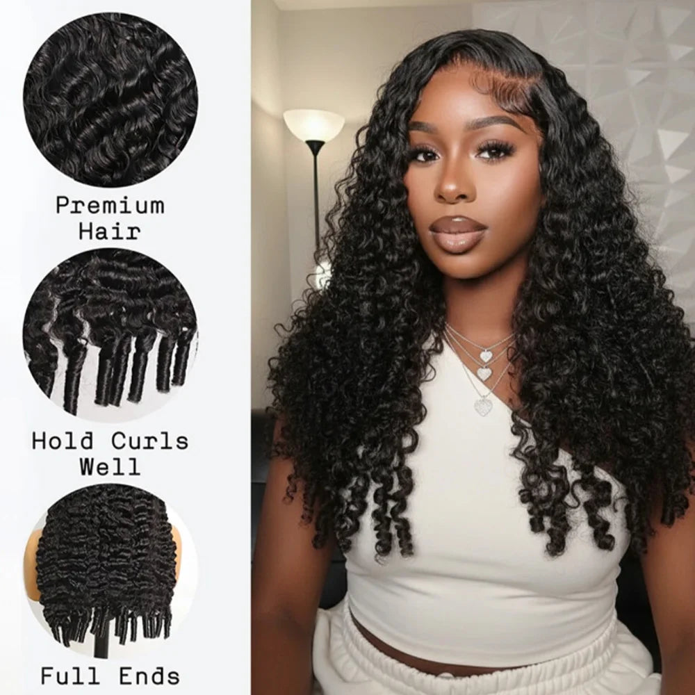 Burmese curly human hair lace front wig, 13x6 HD lace, 220% density, preplucked and glueless for women