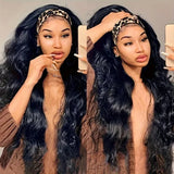 30-inch Brazilian body wave headband wig, 250% density virgin human hair for Black women