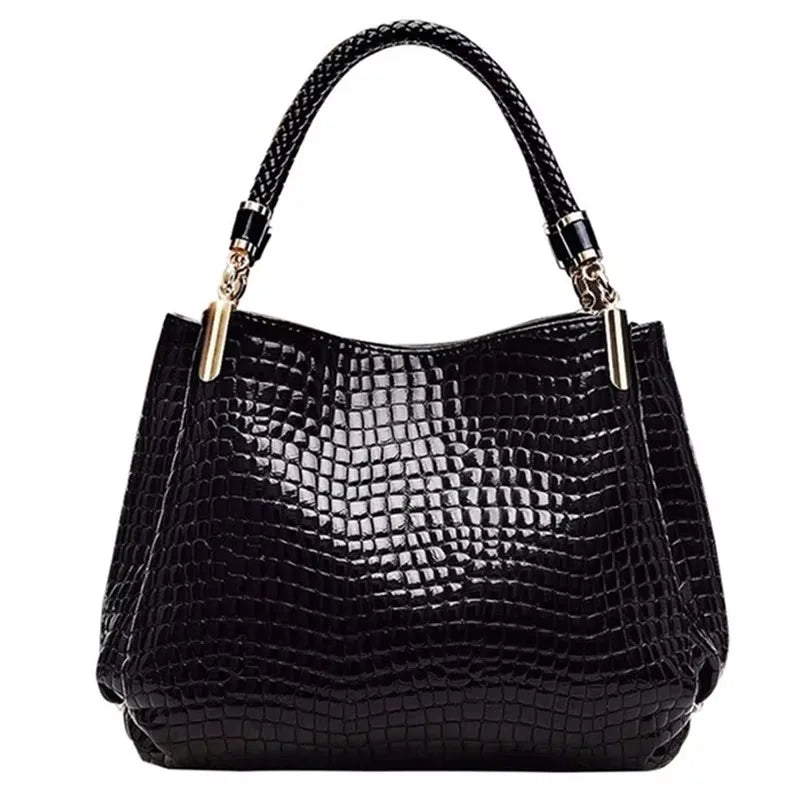 Genuine soft PU leather handbag for women, vintage shoulder tote bag with large capacity, luxury designer style by HSF Marketplace.