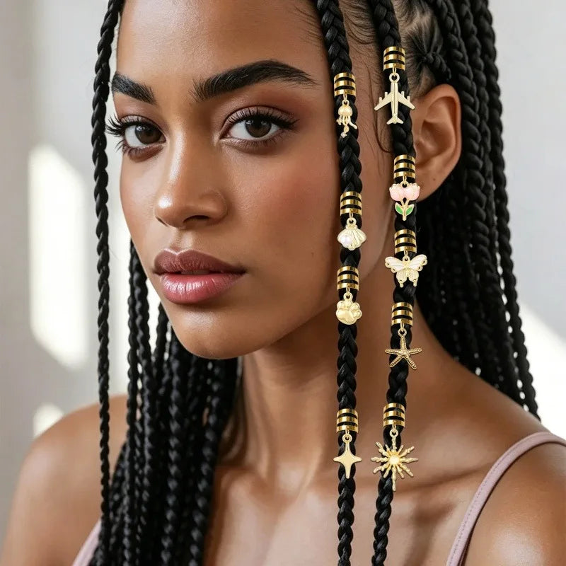 Stars tulip alloy hair jewelry for stylish braided hairstyles by HSF Marketplace
