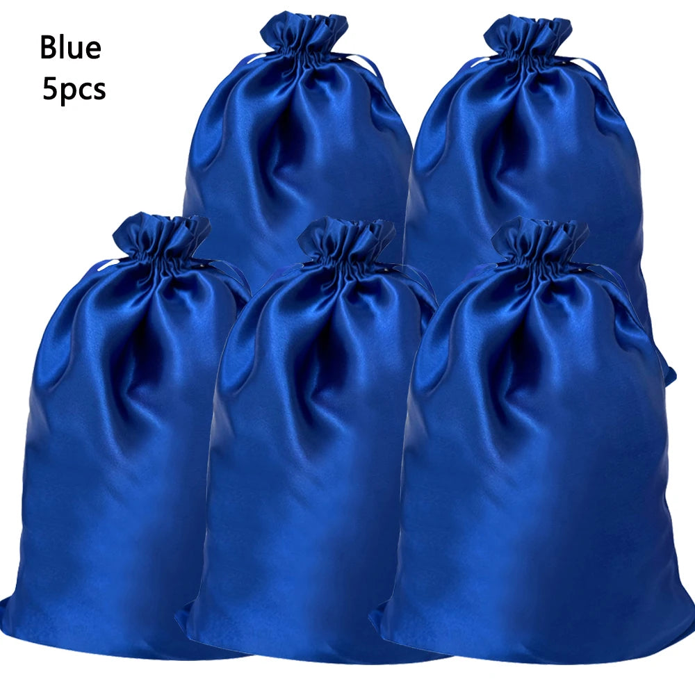1/5pcs Satin Bags for Packaging Hair Extensions, Bundles, Wigs Soft Silk Pouches With Drawstring for Hair Tools Storage Bags