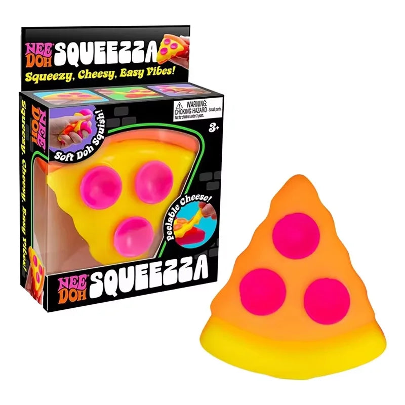 2026 Cheesy Pizza Squeeze Toy, Squeezza Stress Relief Fidget Toy, Soft Textured Anxiety Relief Toy for Adults