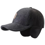 Women's HSF fleece-lined winter baseball cap with ear flaps for windproof outdoor warmth