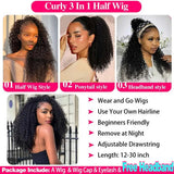 Kinky Curly 32-inch Remy human hair half wig with headband by HSF Marketplace