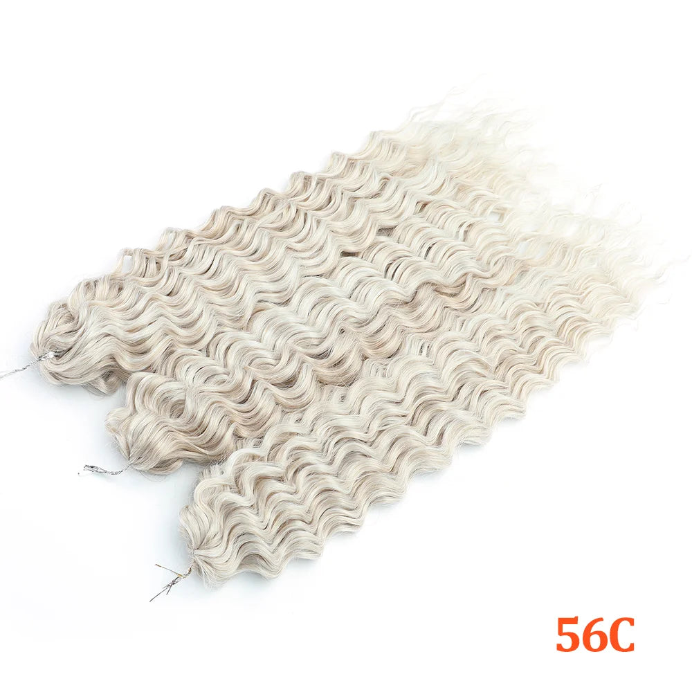 Deep Wave Braiding Hair Extension Natural Synthetic African Afro Hair Water Twist Crochet Braids Hair 22inch 3Ps/Lot #1B#4#6