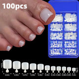 120-piece pink French tip press-on toenail set, square short false toe nails with glossy finish by HSF Marketplace