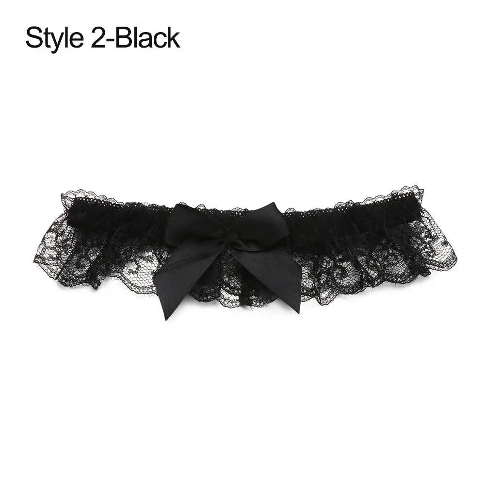 Women’s lace bow leg ring garter belt with bowknot detail, bridal wedding lingerie thigh loop by HSF Marketplace