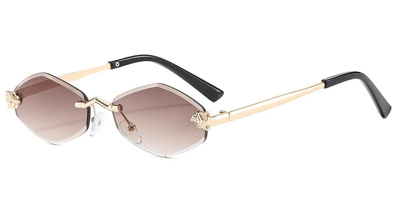 Frameless rhombus-shaped women's sunglasses by HSF Marketplace with UV400 protection, elegant and versatile luxury eyewear.