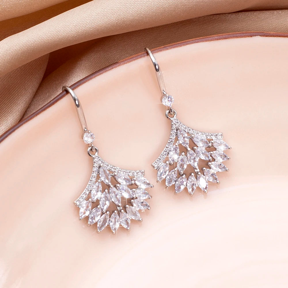 Women's Full Zircon Tassel Earrings Dangle Green Vintage Style Luxury Wedding Jewelry Christmas Valentine's Day Gift Accessories
